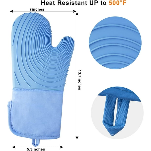 Manoplas de silicona extralargas para horno, guantes de silicona  resistentes al calor, guantes de cocina profesionales antideslizantes,  manoplas de