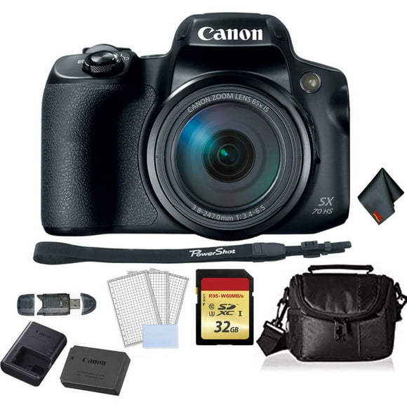 paquete de cámara digital canon powershot sx70 hs  tarjeta de memoria de 32 gb  tarjeta sd usb re canon 3071c0013