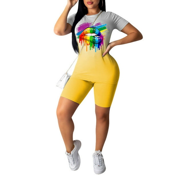 Sonducket Conjunto de ropa deportiva para mujer Conjunto de pantalones cortos de yoga Conjunto de Camiseta deportiva de manga corta conjuntos de ropa amarillo S Sonducket AP002243-01 | Walmart en línea