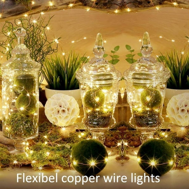 Luces Led de Baterias 30 Luces Navideñas tipo arroz alambre de cobre