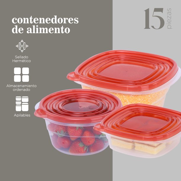 Juego de Contenedores Hermeticos Recipiente de Vidrio 10pzas ColorHome  COLORCONT5G x2