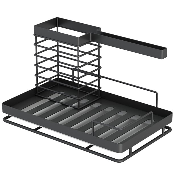 ODesign Organizador de fregadero de cocina, soporte para fregadero de  cocina, con bandeja de drenaje, esponja, cepillo de cocina, soporte de  esponja