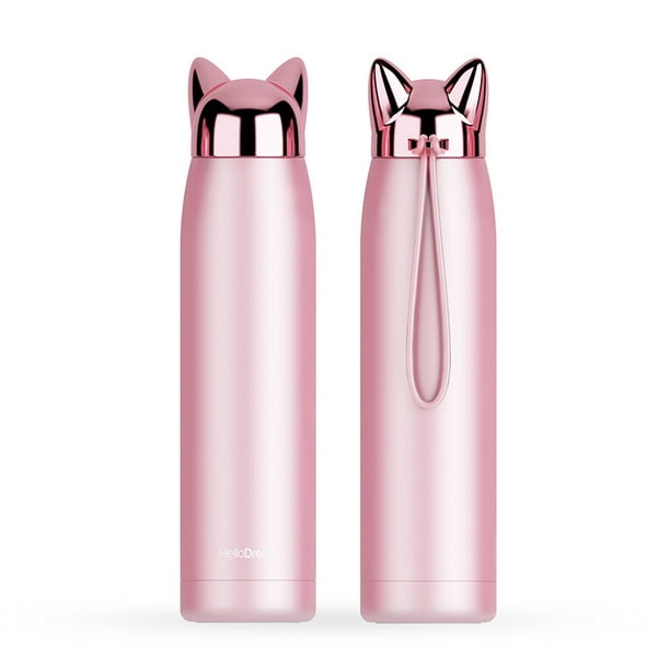 Botella de agua infantil de acero inoxidable - Gatito - rosa – Draeger Paris