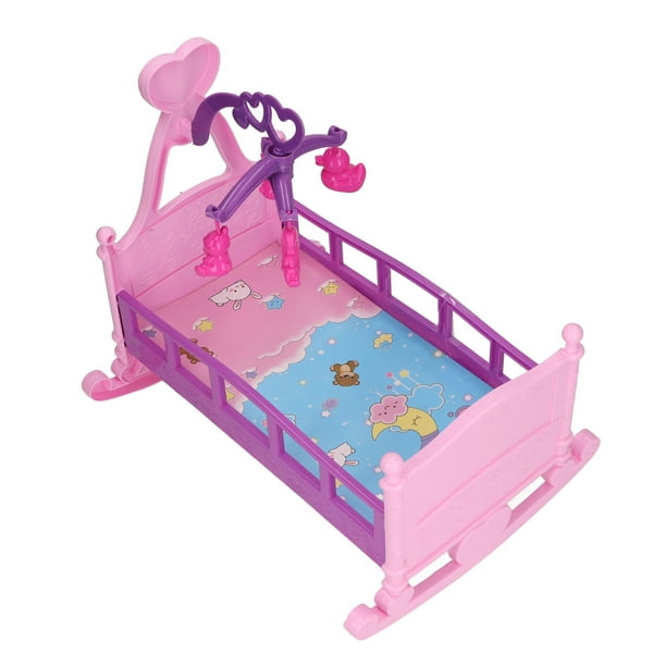  GAGAKU Cuna de muñeca de bebé, juego de cuna con toldo y manta  de almohada para muñecas de 9, 10, 11, 12 pulgadas, animales de peluche,  color rosa : Juguetes y Juegos