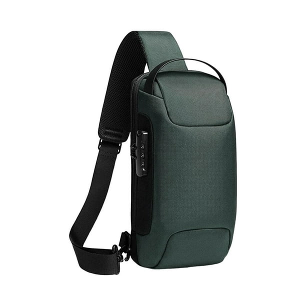 Bolso bandolera para hombre con carga USB Bag Mochila pequeña impermeable  Verde Hugo Bolsos bandolera para hombre