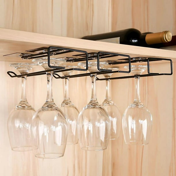 soporte de vidrio Soporte para copas de vino de acero inoxidable Colgador  de pies debajo del estante de almacenamiento de copas, estante de secado  para barra de cocina (dorado) JFHHH pequeña