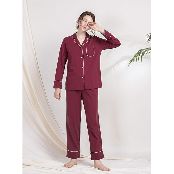 Essentials Conjunto de pijama ligero de franela y camiseta de manga  larga para mujer (disponible en tallas extragrandes)