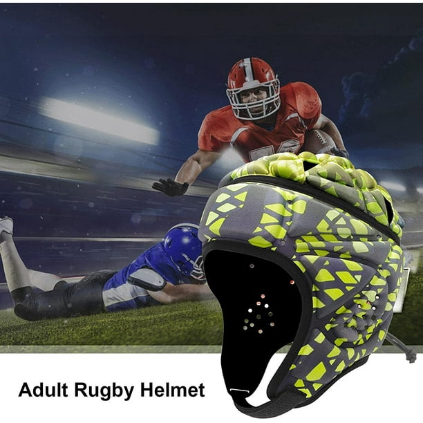 Casco de rugby ajustable para niños, suave acolchado con correa para la  barbilla, protector de cabeza para fútbol, juvenil, bandera de fútbol,  hockey