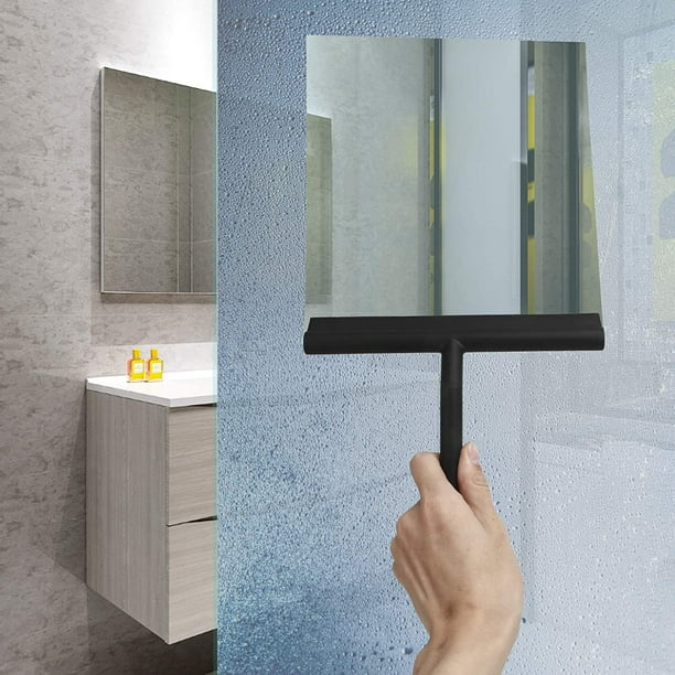 Limpiador de ducha de latón con gancho, escobilla de goma para ventana de  ducha, gancho incluido, mango cromado y goma de limpieza