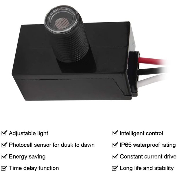 Sensor de conmutación de luz de 12 V, 24 V, 36 V, 48 V, Fotocélula remota a  hasta el amanecer, interruptor de control de luz, interruptor de control de  sensor de luz 
