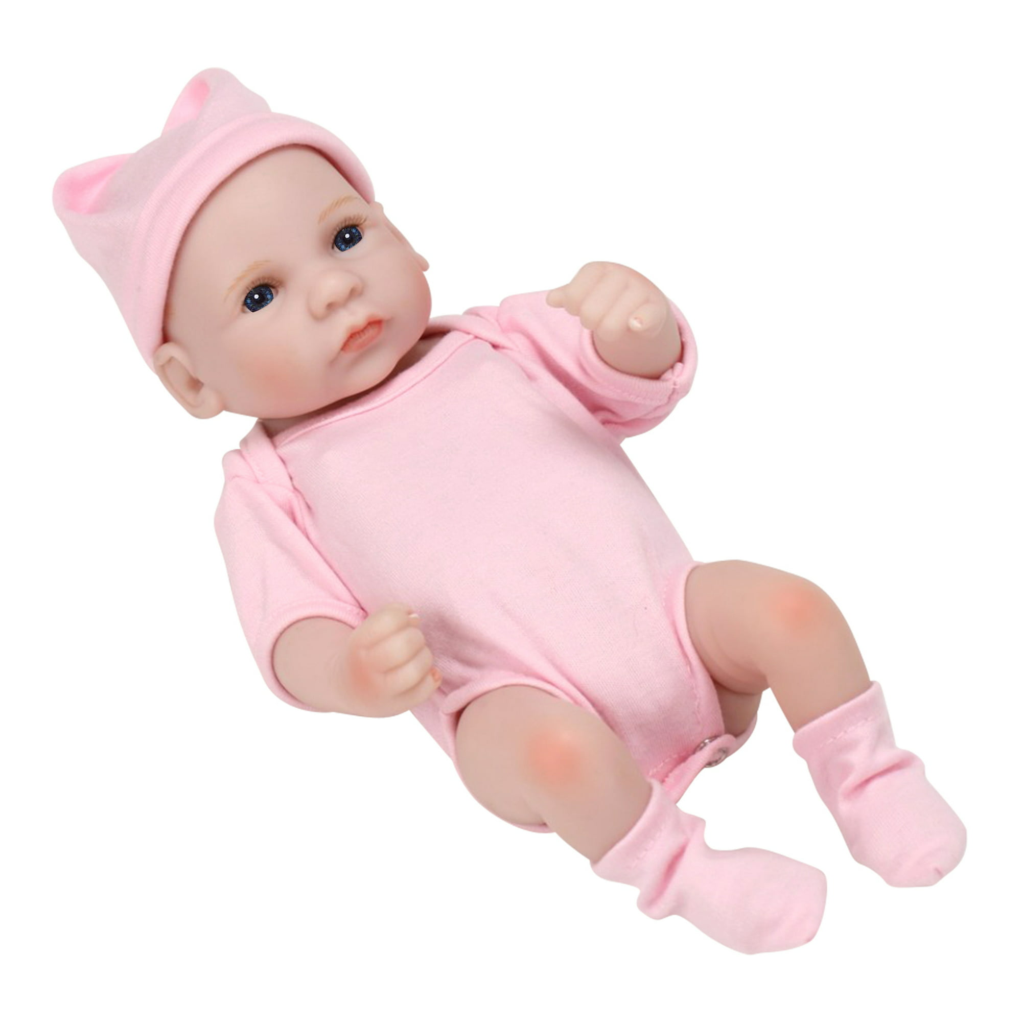  Muñecas de bebé Reborn realistas con cuerpo completo de  silicona, linda niña recién nacida con pelo rizado (vestido rosa) :  Juguetes y Juegos