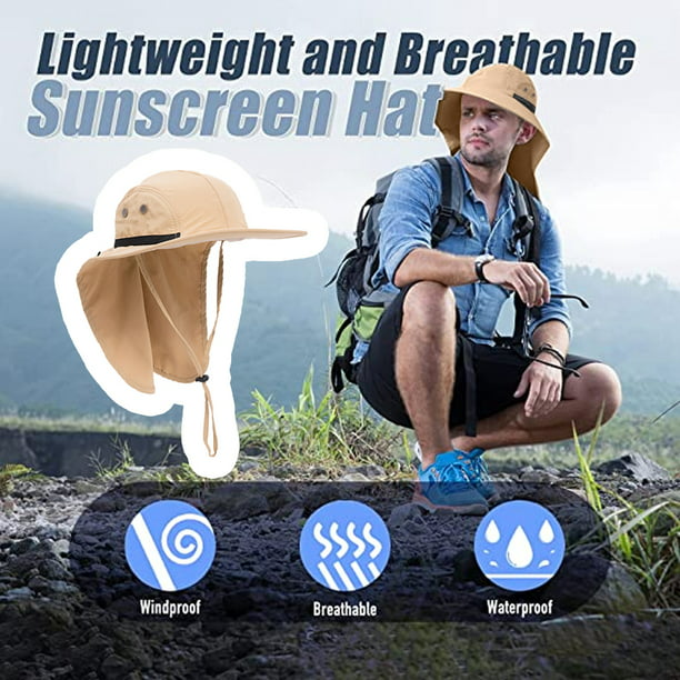 Sombrero de sol para hombre al aire libre con protección UPF 50+ Sombrero  de safari Sombrero de cubo de ala ancha con gorra para el cuello para  papá Adepaton BST3008063-1