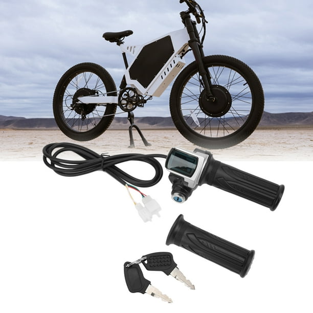 Alomejor Acelerador de bicicleta con agarre eléctrico y llave de encendido,  pantalla LED para moto, motocicleta, bicicleta E