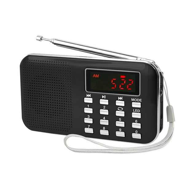 Am/FM Radio Portatil Pequeña Recargable, Radio Pequeña Digital con Linterna  LED, Reproductor de Radio Bateria Recargable de 1200 mAh