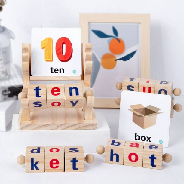 Juguetes Montessori para niños pequeños de 2 3 4 años Bloques de lectura de  madera Tarjetas