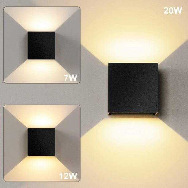 Luz de pared interior/exterior 12W 4 Pack luces de pared LED negras  ajustables 3000K blanco cálido IP65 lámpara de pared impermeable para sala  de estar dormitorio ACTIVE Biensenido a ACTIVE