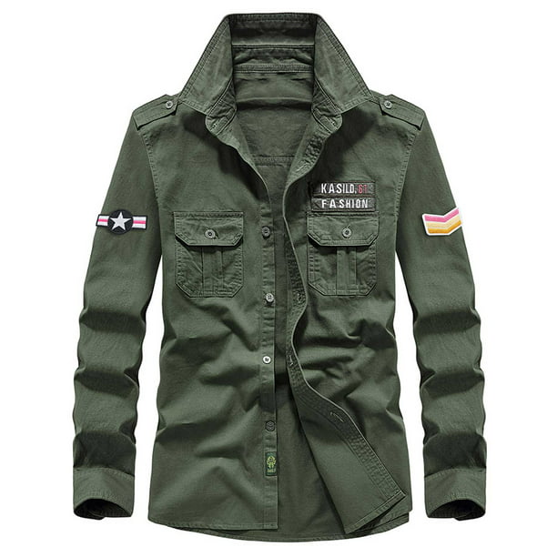 Chaqueta verde militar para mujer, abrigo informal, cuello alto