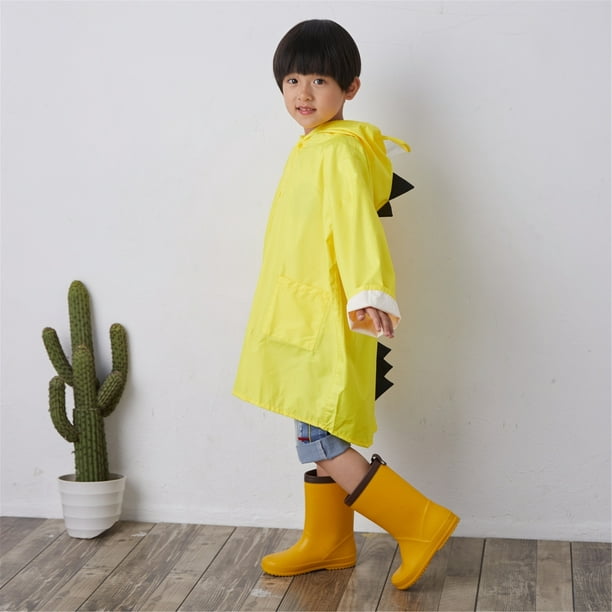 Chubasquero Amarillo de Dibujos Animados para Niños Poncho de Lluvia Largo