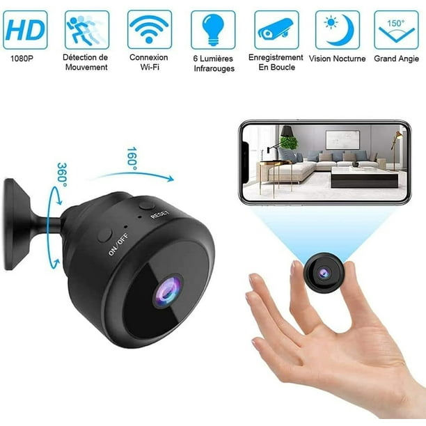 Mini cámara vigilancia WiFi cámara oculta,cámara deportiva con detector de  movimiento,exterior/interior cámara con