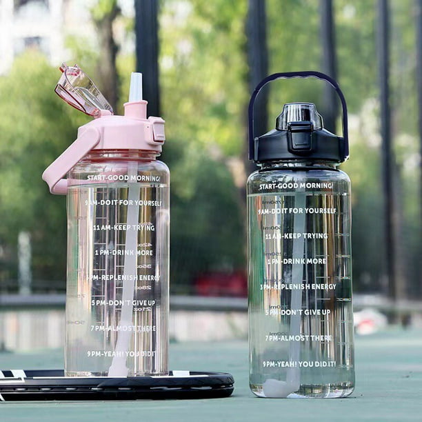 Botella de agua de 2 litros con pajita degradada, botella de agua para  Fitness, regalo al aire libre, botella de agua con marcador de tiempo,  Drinkware para hombres y mujeres - AliExpress