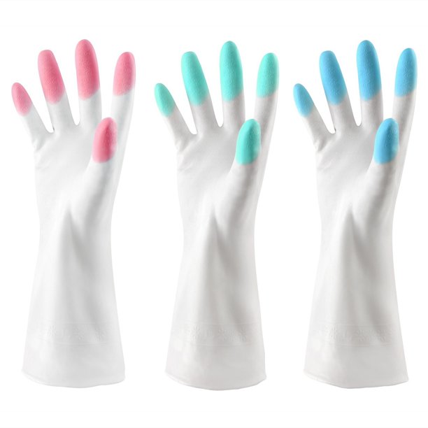 Guantes látex flocado rosa, par