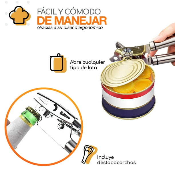 Destapador Abridor De Latas Manual De Acero Inoxidable Ergonomico