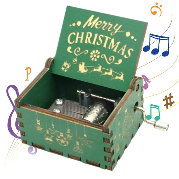  HWEI - Cajas musicales de madera, caja de música antigua,  vintage, personalizable, caja musical mecánica de 30/50 notas con joyero, caja  de música de cumpleaños (color 50 tonos Ciudad Cielo) 
