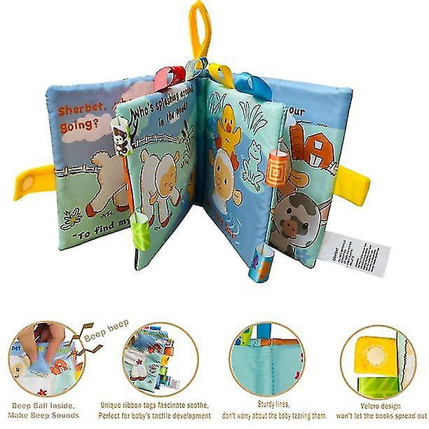 Sheep Paquete de 4 libros de tela suave para bebé, juego de libros de tela,  libro para arrugas, juguetes educativos de aprendizaje, tela para bebé