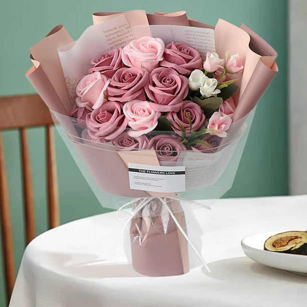 Ramo de rosas artificiales, jabón de baño perfumado para cumpleaños, Día de  San Valentín, día, fiesta, regalo de decoración de bod Soledad Ramo de  flores de jabón