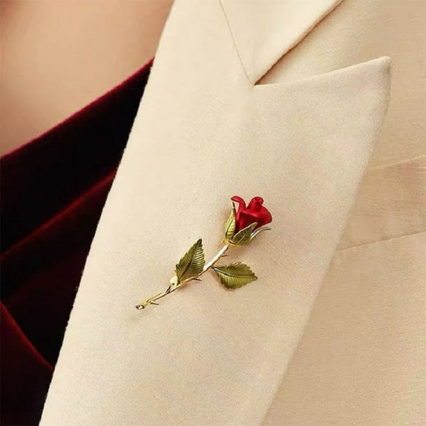 Broche para mujer, broche de aleación de moda, con forma de flor de rosa,  fácil de combinar, para ropa de boda