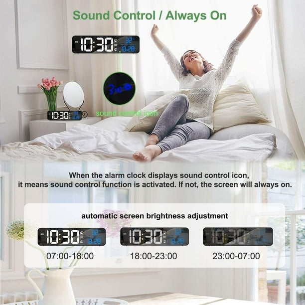 Reloj despertador para niñas, niños, dormitorio, luz nocturna para niños, 5  tonos, control táctil y repetición de alarma, con 2000 mAh recargable