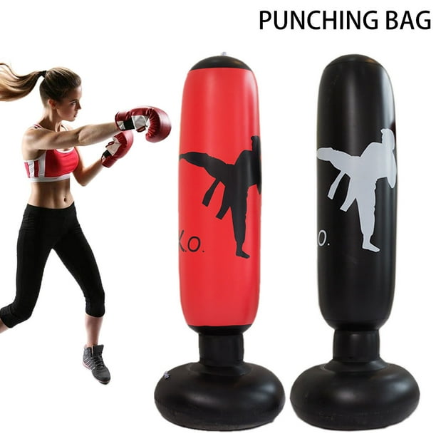 Saco de boxeo pesado con soporte para adultos y hombres, 69 pulgadas,  independiente, equipo de boxeo de pie, bolsa inflable de kickboxing para