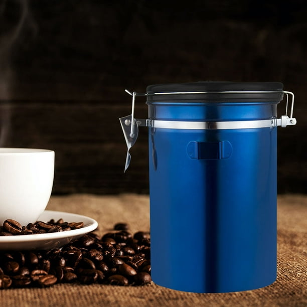 Bote de café portátil con fecha de almacenamiento sellado al vacío 1800 ml  Azul Sunnimix Bote de café hermético
