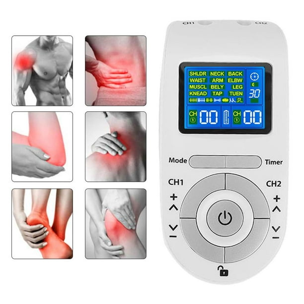 Estimulador muscular TENS EMS Unit, máquina TENS de 24 modos para alivio  del dolor y fuerza muscular, masajeador de pulso electrónico recargable (no