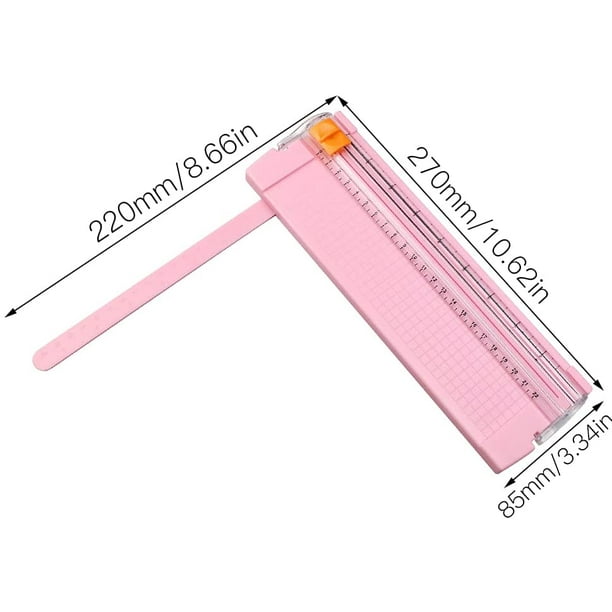  Cortador de papel portátil, guillotina, recortadora de papel  con protección de seguridad para corte estándar de papel A2, A3, A4, A5,  fotos o etiquetas, color rosa : Productos de Oficina