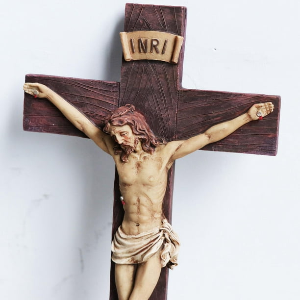 Iglesia crucifijo figurillas Jesucristo en el soporte Cruz pared Pascua  regalo pared Cruz Jesucristo estatua católica decoración del hogar