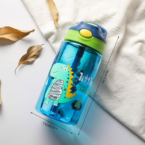Botellas de agua para niños / botella de agua para niños con tapa abatible  y paja / botellas