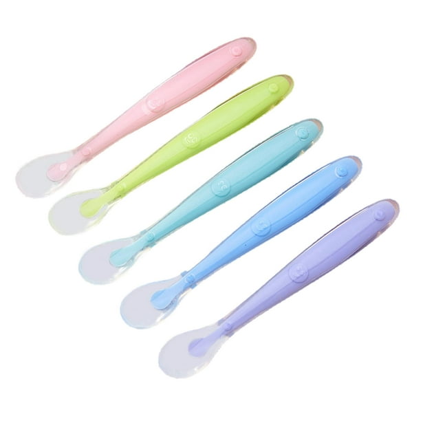 Moonkie Juego de 4 cucharas de silicona para bebé, cuchara de punta suave  para la primera etapa de alimentación infantil, flexible, a prueba de