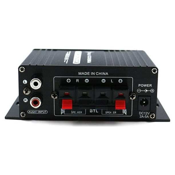Mini Amplificador de Audio 12V 2A AMP, Entrada de Potencia de Altavoces de  Sunnimix