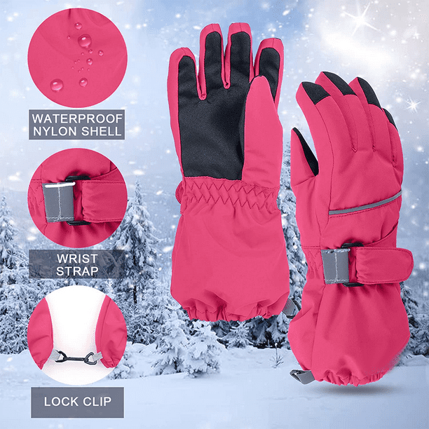 Guantes de esquí de invierno para niños y niñas guantes de nieve  impermeables para clima frío guantes de esquí y snowboard con forro polar –  Yaxa Colombia
