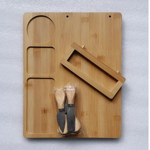 Bamboo Cheese Board And Knife Set .Tabla De Quesos En Bamboo Con Set De  Cuchillo
