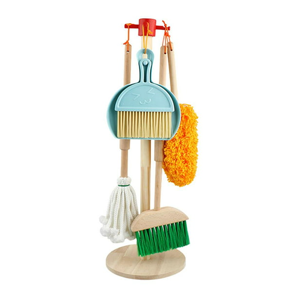  GINMIC Juego de juguetes de limpieza desmontable para niños,  herramientas de limpieza para el hogar, incluye escoba, trapeador, plumero,  cepillo, botella rociadora y soporte para colgar, juguetes de limpieza para  niños