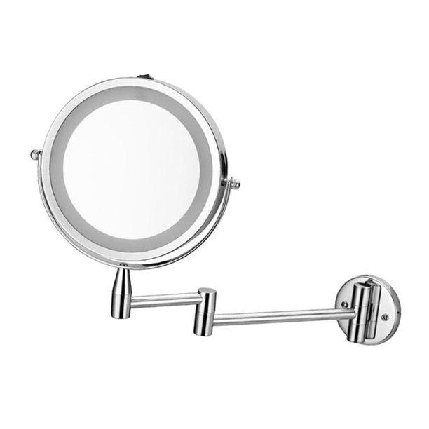 Espejo de maquillaje de montaje en pared, espejo de tocador con iluminación  LED de dos lados con aumento 10X para baño, giratorio de 360°, recargable
