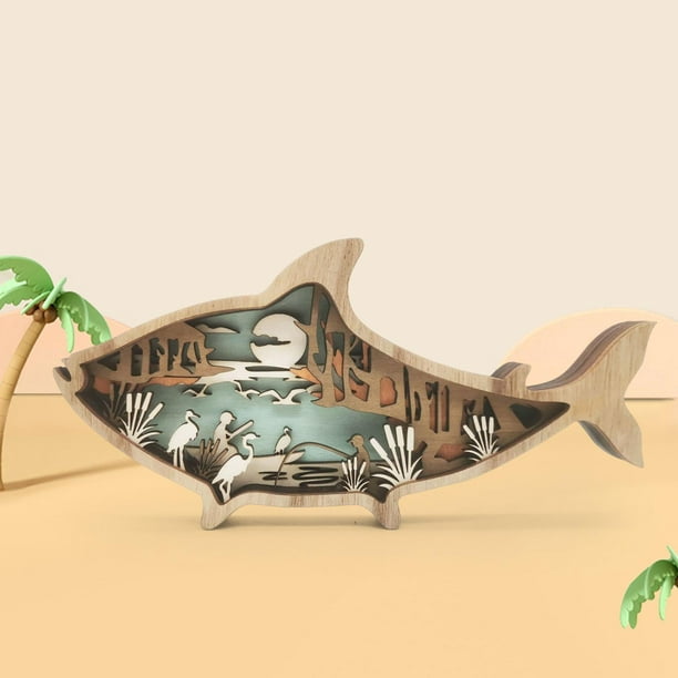 movimiento Tendencia gesto de decoración de madera de animales marinos creativos, tallados colgantes,  adorno náutico DIY para e Gloria Artesanías Talladas | Walmart en línea
