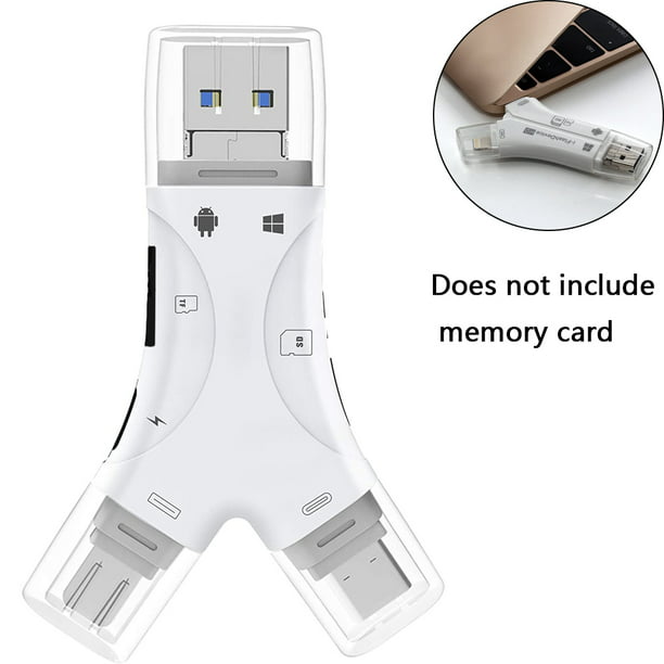 Lector de tarjetas SD 4 en 1 para iPhone, iPad, Android, Mac, PC, lector de  tarjetas Micro SD, adaptador de tarjeta SD, lector de tarjetas de memoria