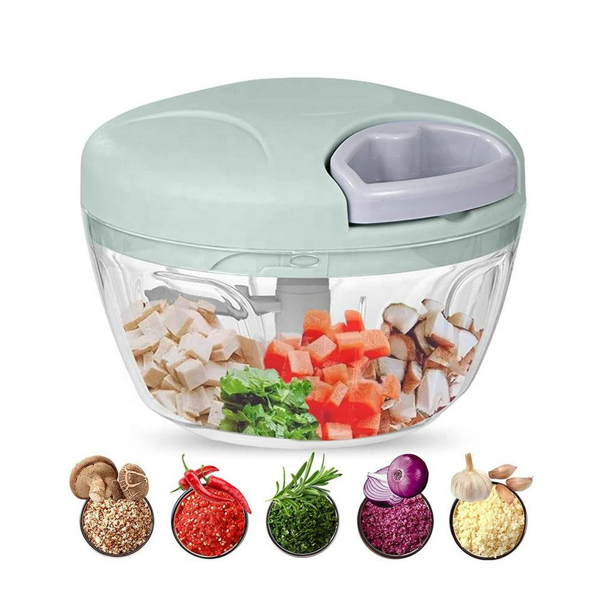 Ourokhome Procesador manual de alimentos, picador portátil con cuerda para  picar ajo, cebolla, verduras, jengibre, frutas, frutos secos, hierbas y