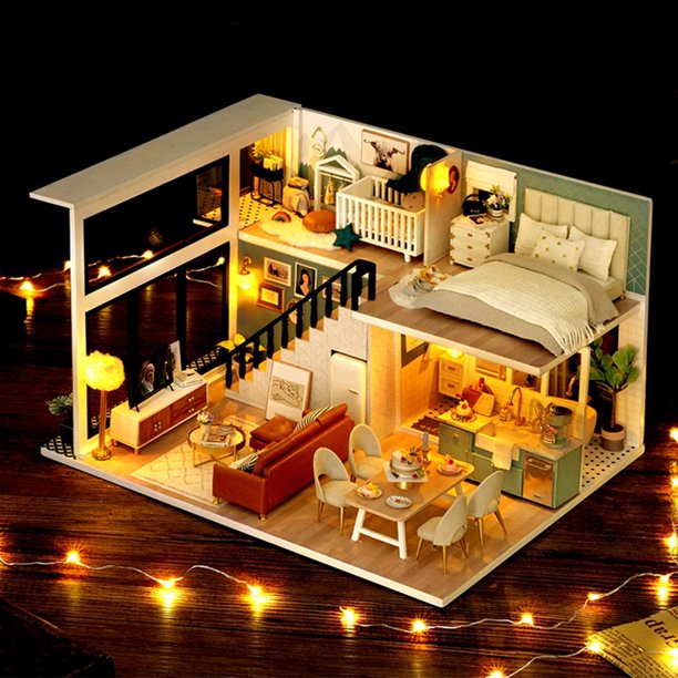 1:12 Casa de en Miniatura para , Niñas, Manualidades para Regalos de  Cumpleaños de Navidad perfke Casa de muñecas en miniatura