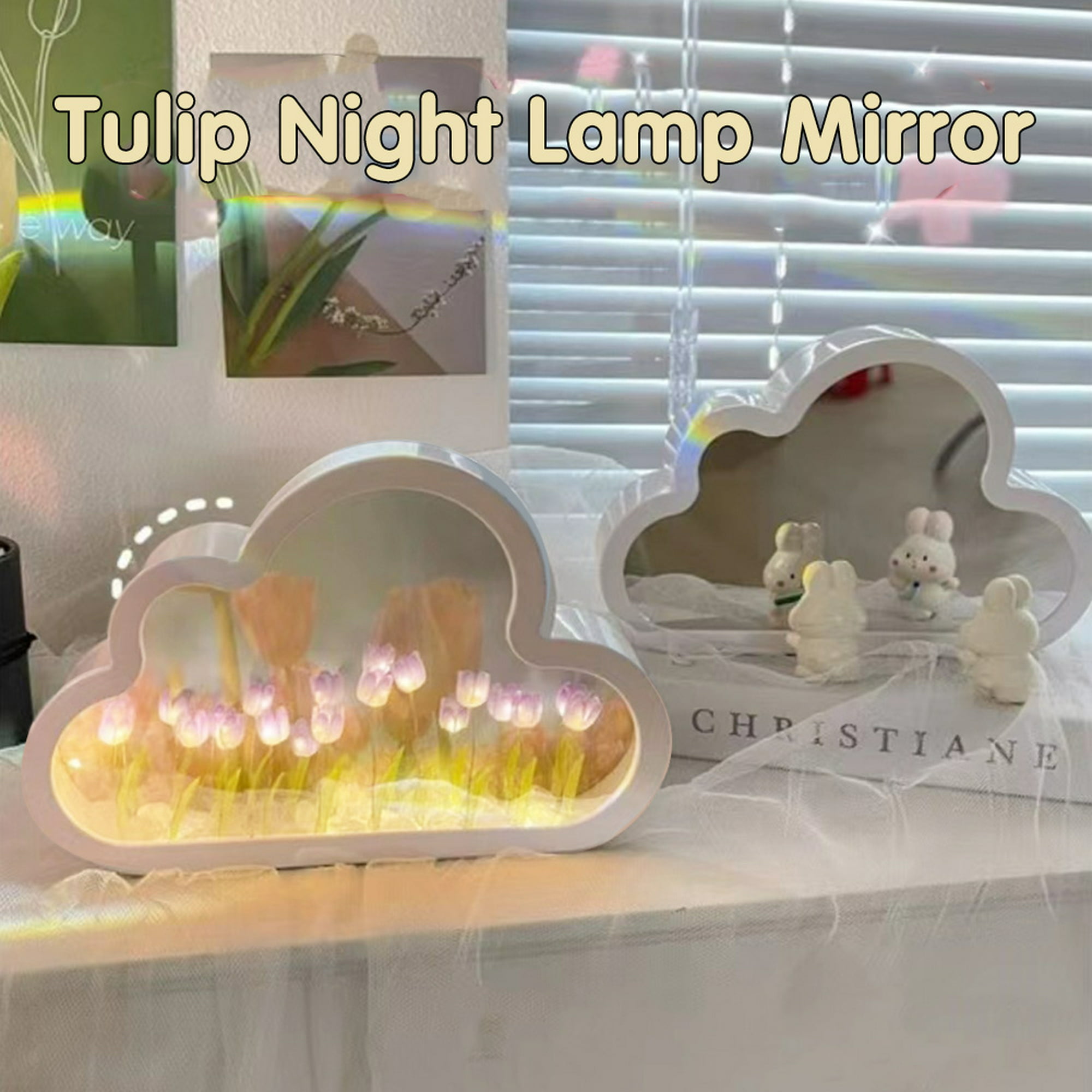 DIY 20 Lámpara Noche de Tulipanes, Lámpara Tulipán con Espejo