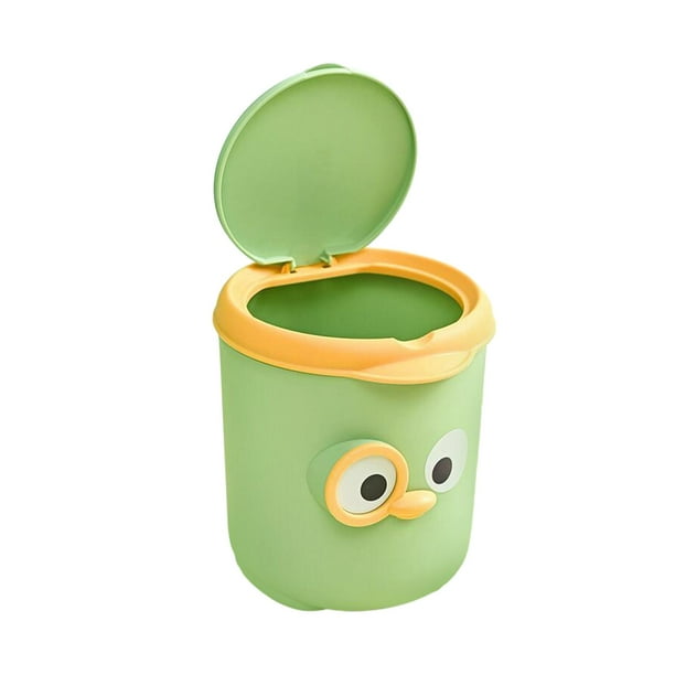 Mini cubo de basura pequeño, cubo de basura de dibujos animados, pequeño  cubo de basura, cesta de basura pequeña para encimera, para mesa de baño,  Verde mayimx Mini bote de basura