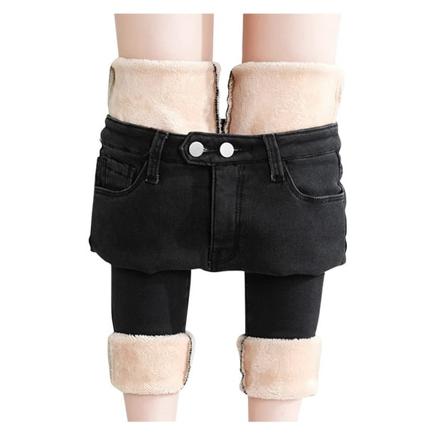 Pantalones de franela gruesos de cintura alta con forro polar térmico para  invierno para mujer Jeggi Fridja hfkajh103913